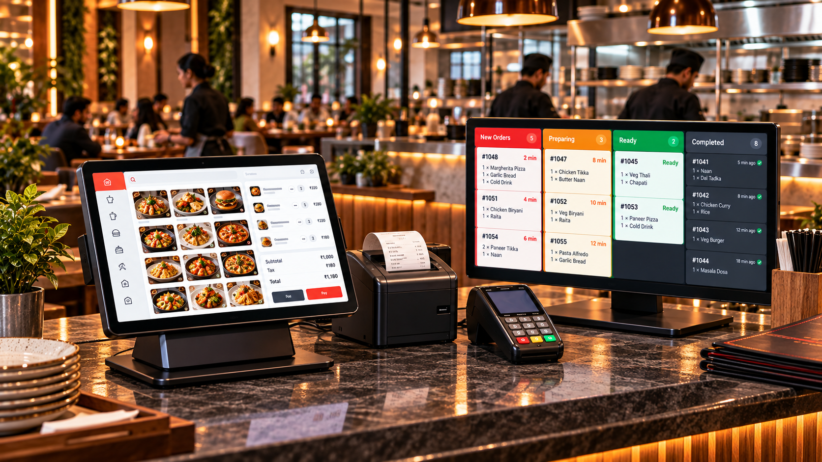 Point of sale and kitchen display working together